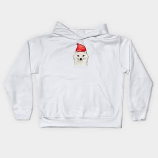 Arctic Fox Wearing Santa Hat v3 Kids Hoodie